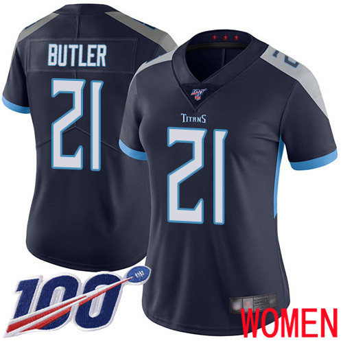 Tennessee Titans Limited Navy Blue Women Malcolm Butler Home Jersey NFL Football 21 100th Season Vapor Untouchable